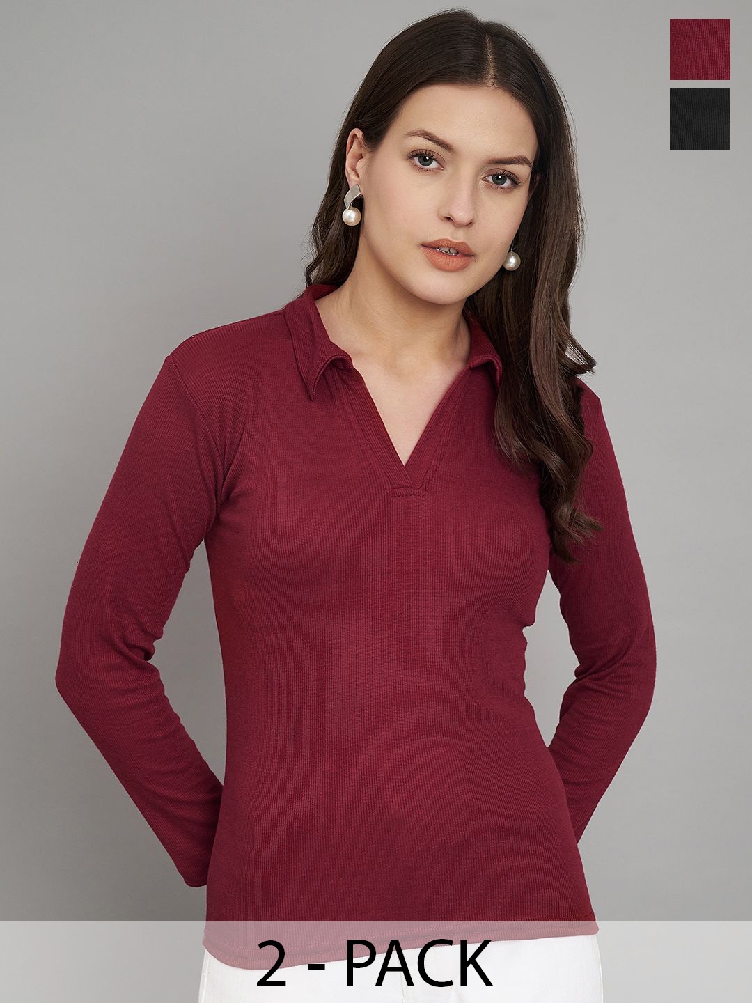 

Trend Level Women Solid Cotton Top, Maroon