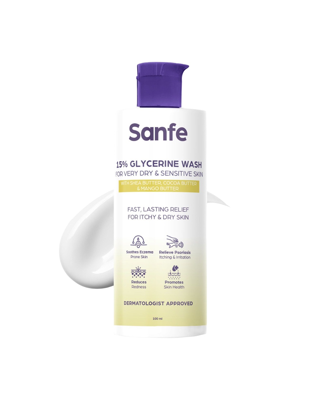 

Sanfe 15% Glycerine Wash for Very Dry & Sensitive Skin - 100ml, White