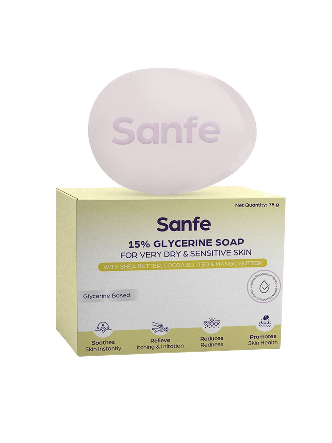 

Sanfe 15% Glycerine Soap with Shea & Cocoa Butter - 75 g, White
