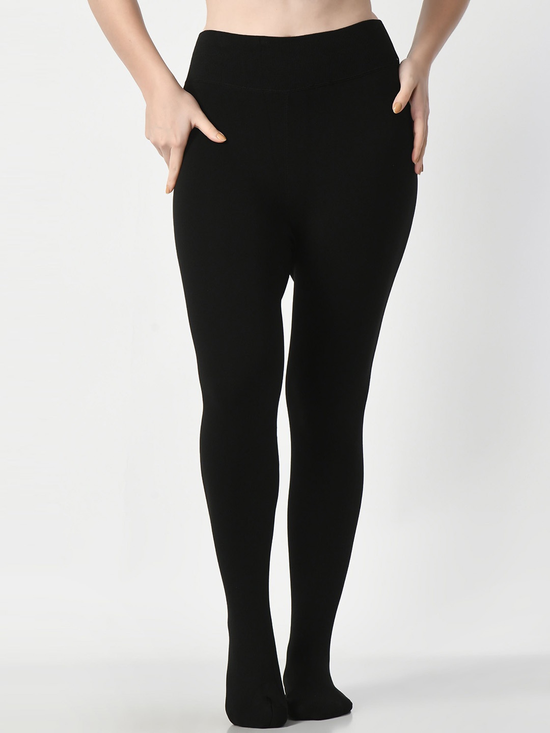 

JMT Wear Women High-Rise Fleece Thermal Bottoms, Black