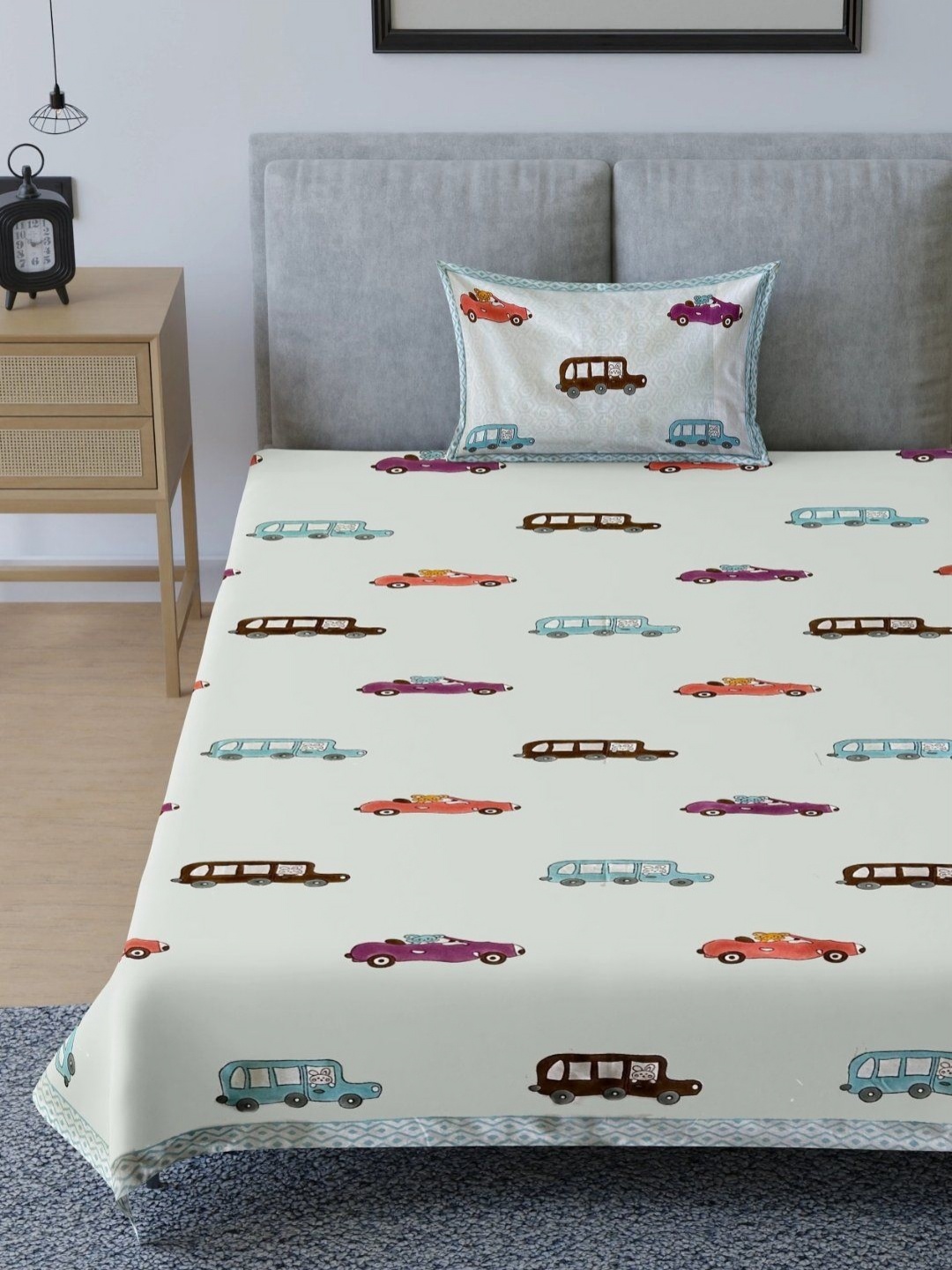 

PLAYFUL STITCHES Organic Cotton 300 TC Single Bedsheet with 1 Pillow Covers, White