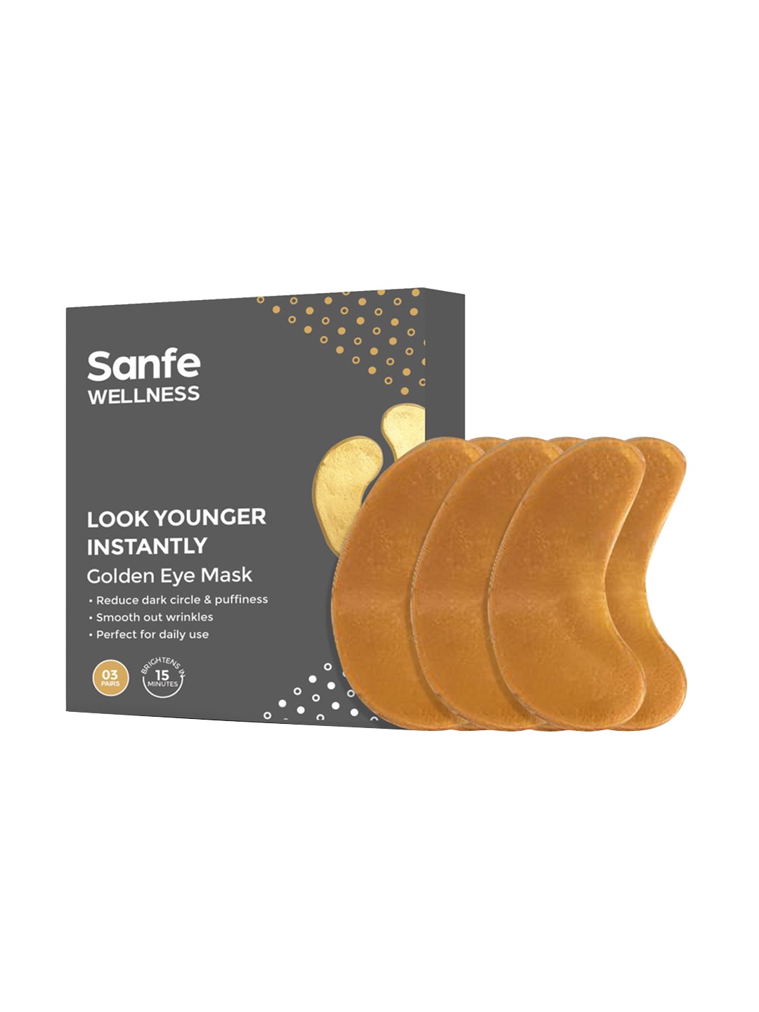 

Sanfe Set of 3 Golden Eye Masks, Brown
