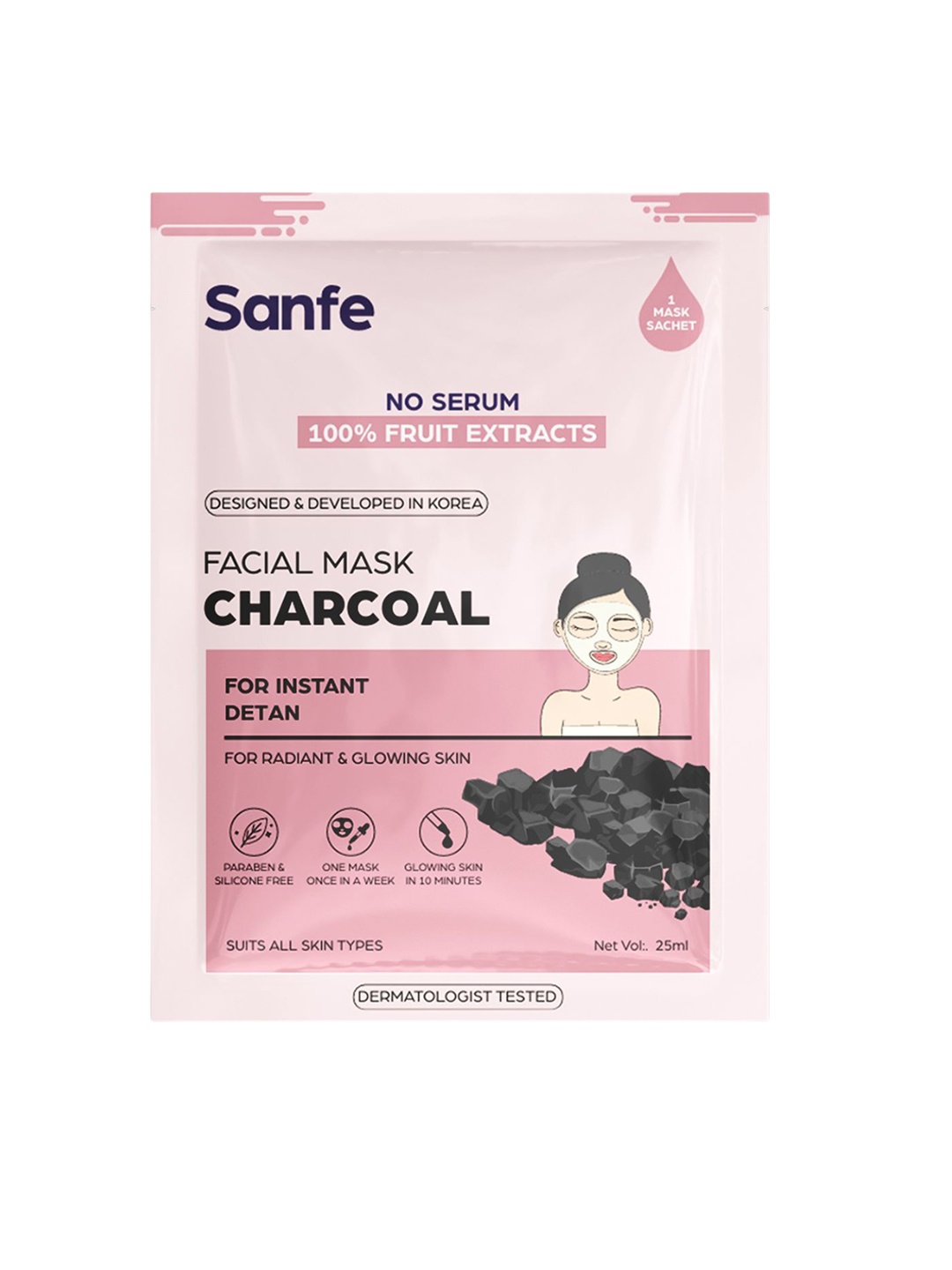 

Sanfe Charcoal Facial Mask - 25ml, Black