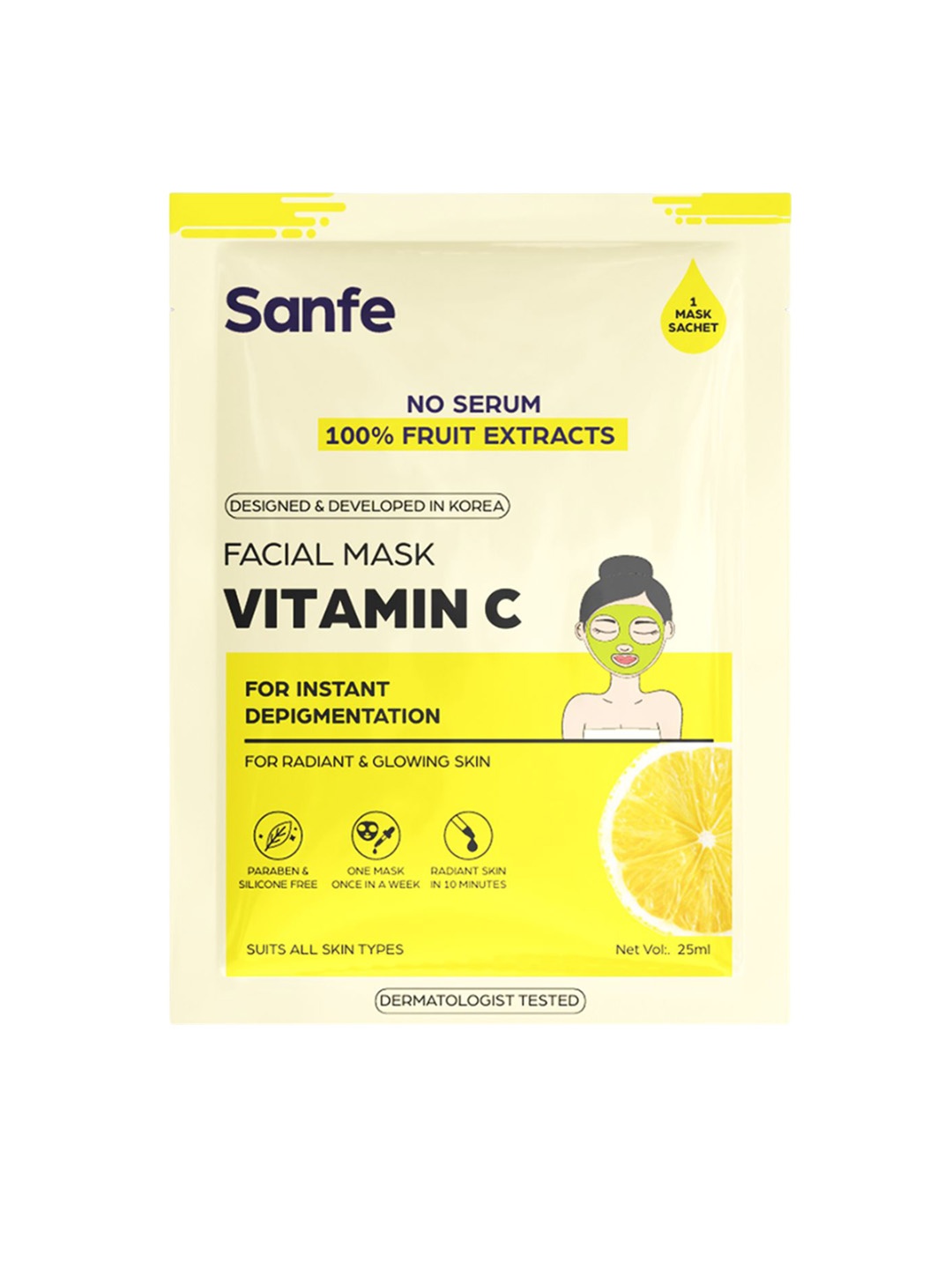

Sanfe Vitamin C Facial Mask - 25ml, Yellow