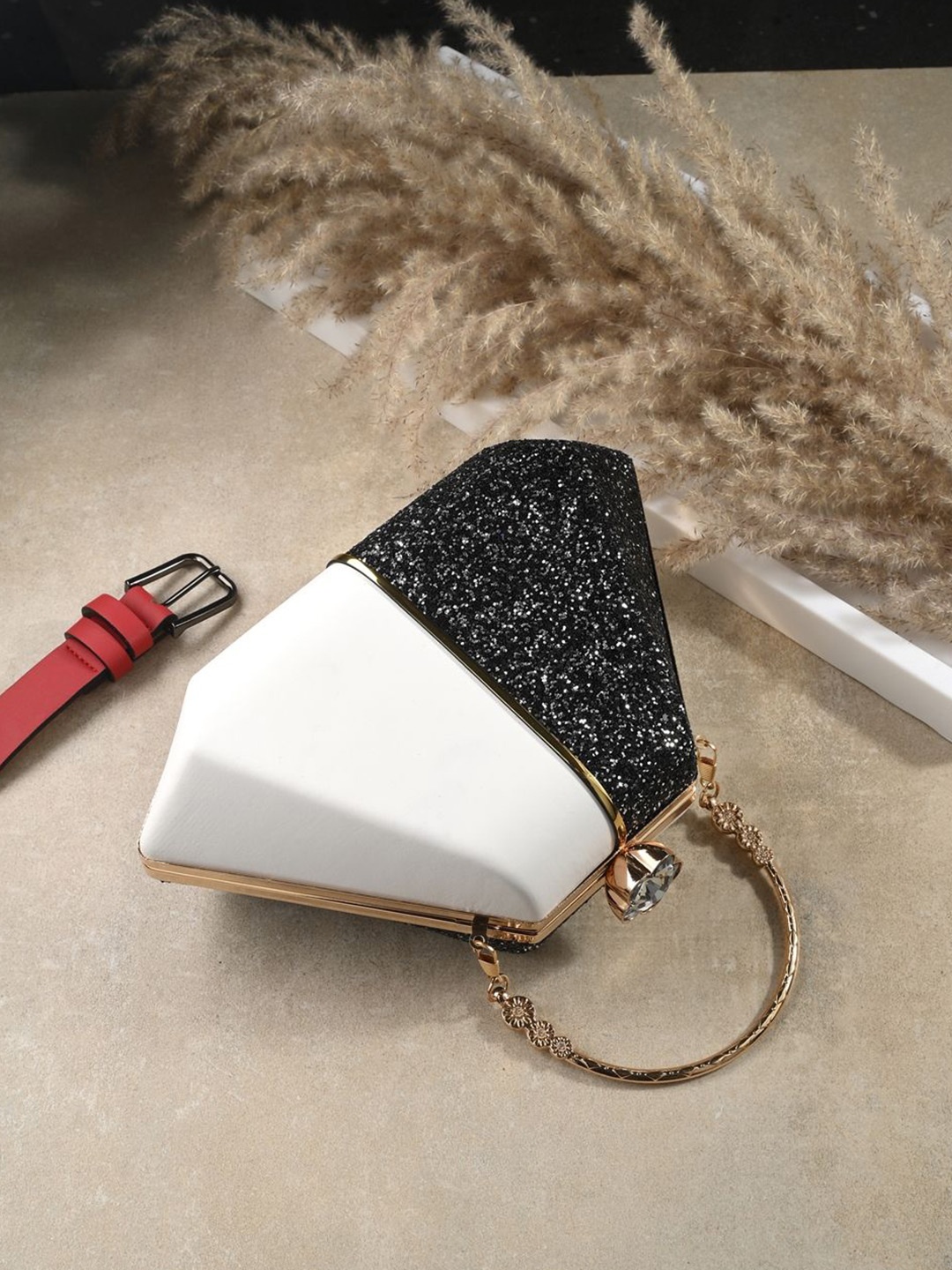 

DressBerry Embellished Box Clutch, Black