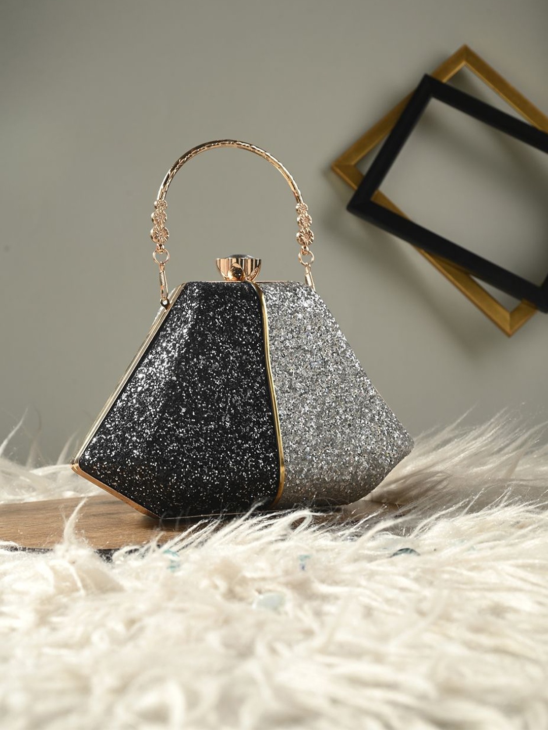 

DressBerry Embellished Box Clutch, Black