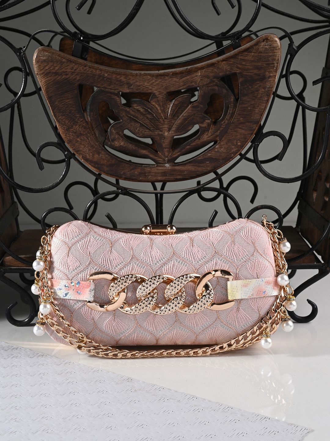 

DressBerry Embellished Box Clutch, Pink