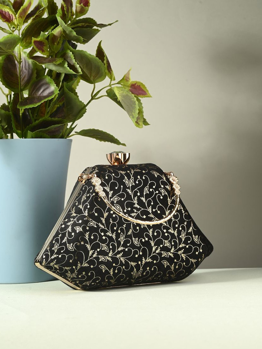 

DressBerry Embellished Box Clutch, Black