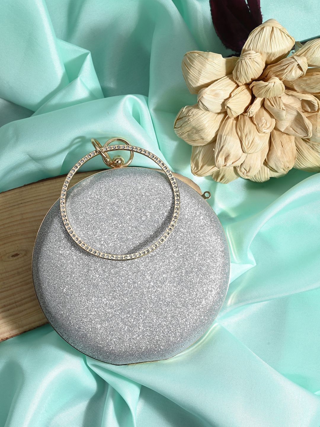 

DressBerry Embellished Box Clutch, Silver