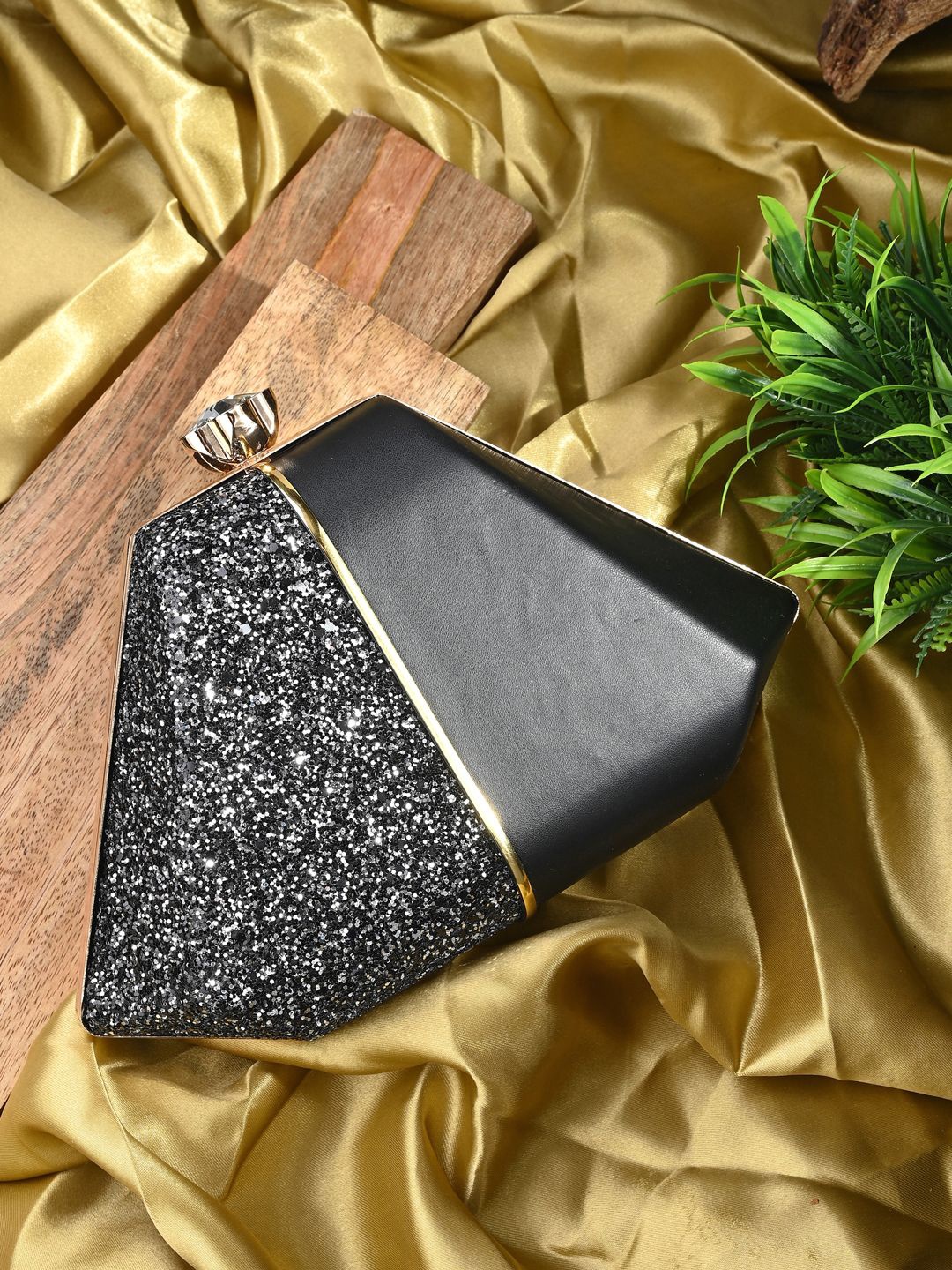 

DressBerry Embellished Box Clutch, Black