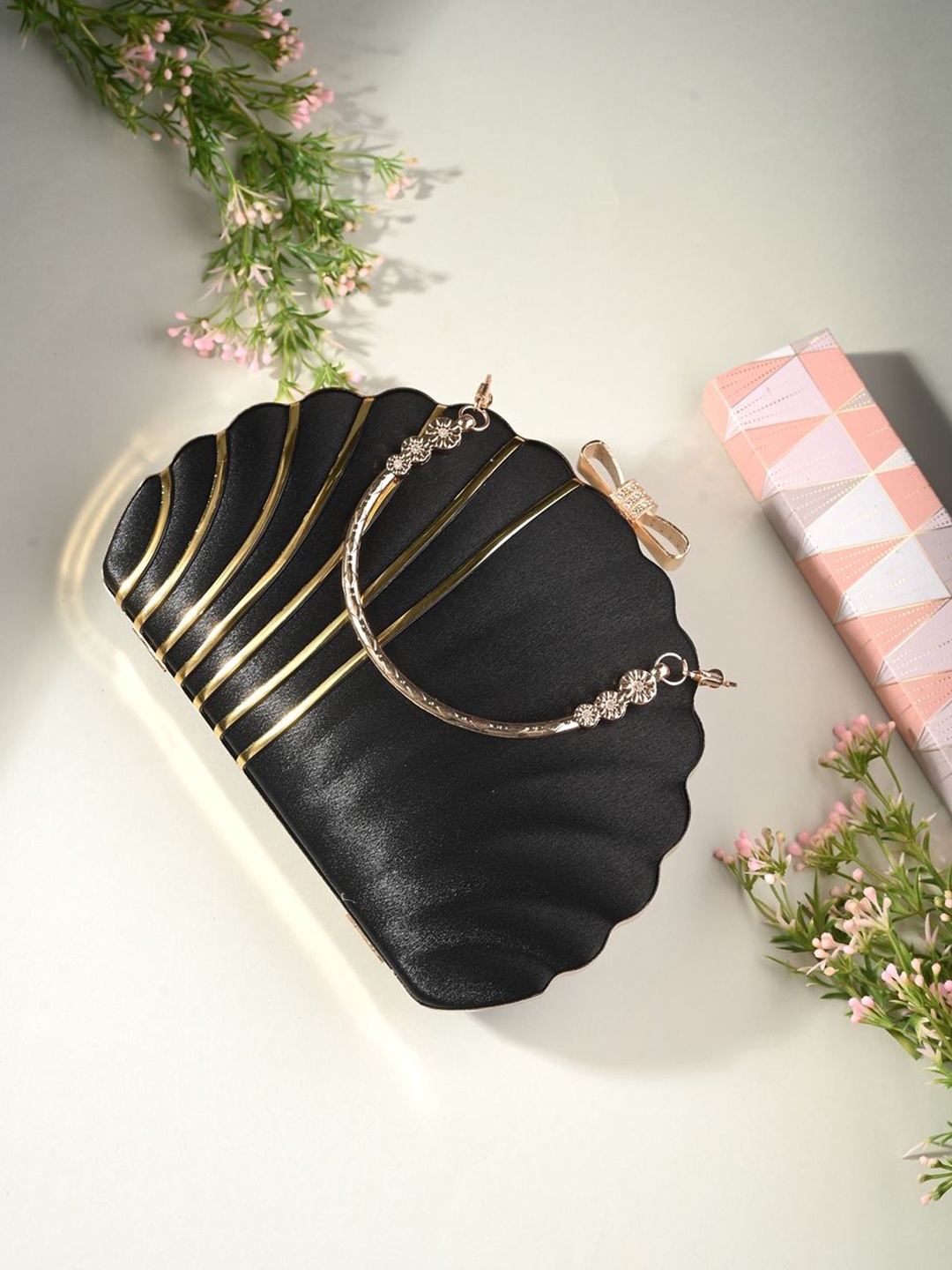 

DressBerry Textured Box Clutch, Black