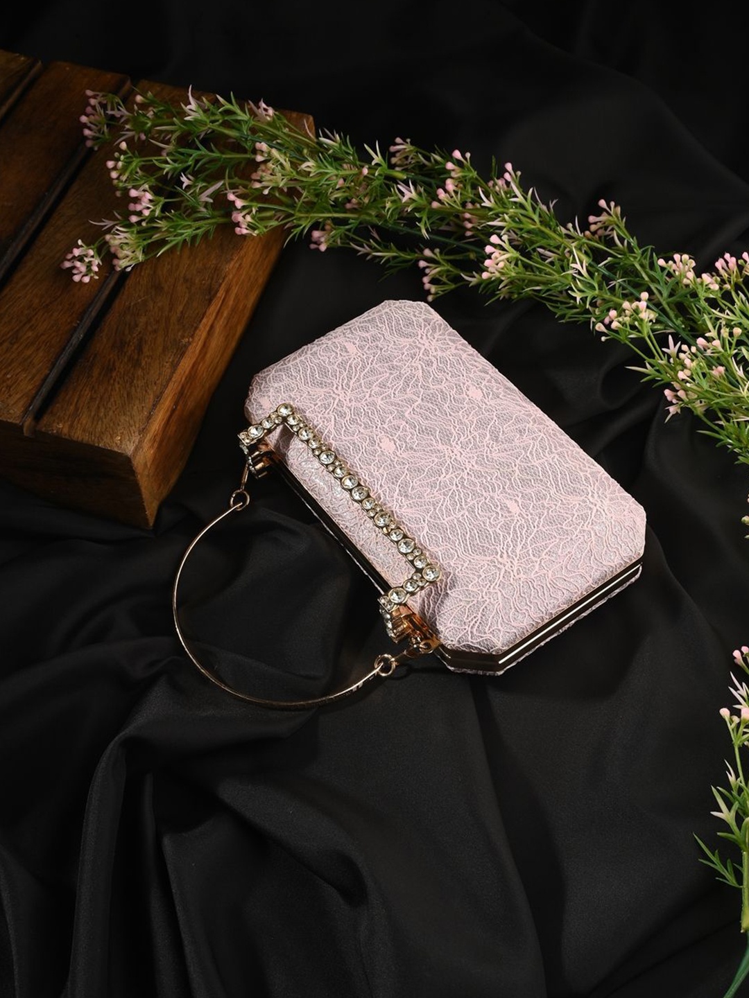 

DressBerry Embellished Box Clutch, Pink