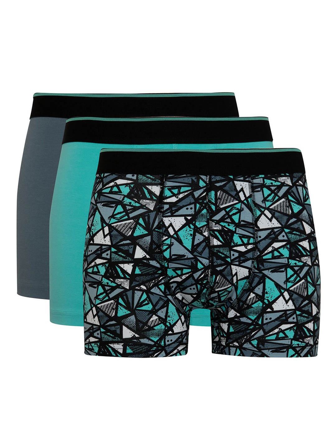 

DeFacto Pack of 3 Mid Rise Printed Boxers 234567020-BK81, Green