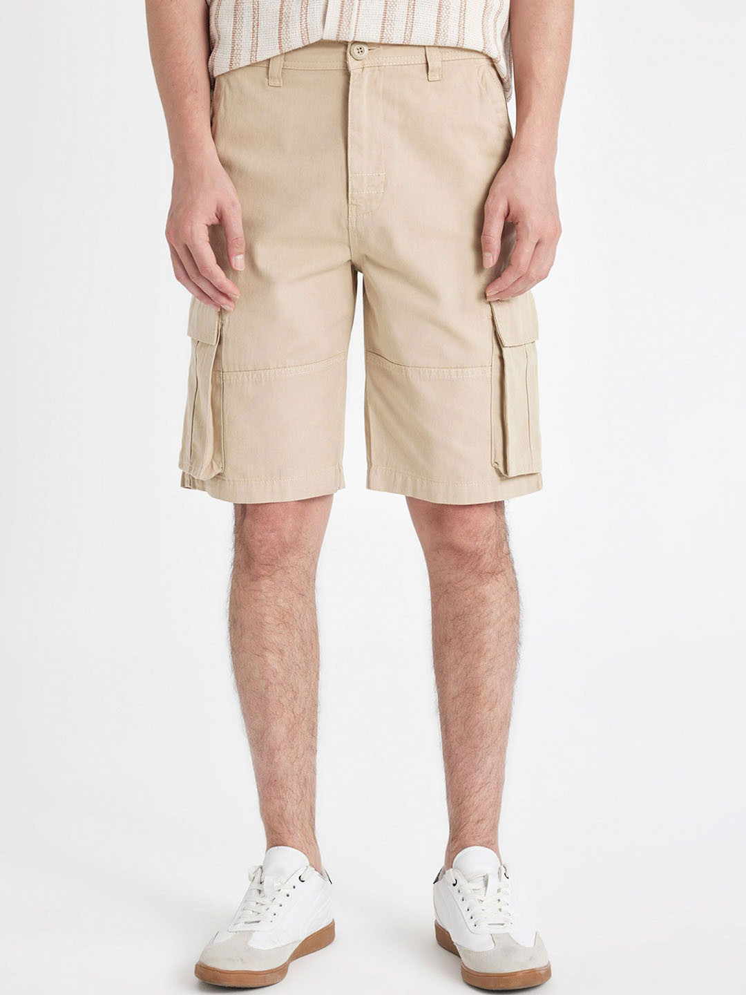 

DeFacto Men Mid Rise Pure Cotton Cargo Short, Na