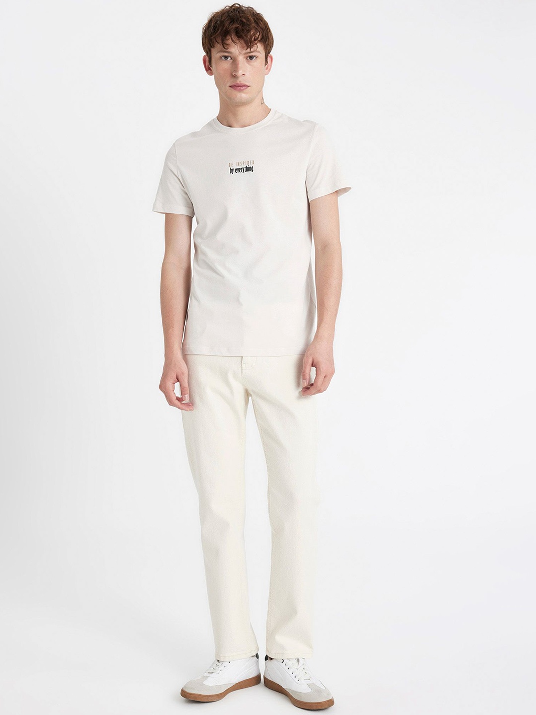 

DeFacto Men Mid-Rise Trouser, Off white