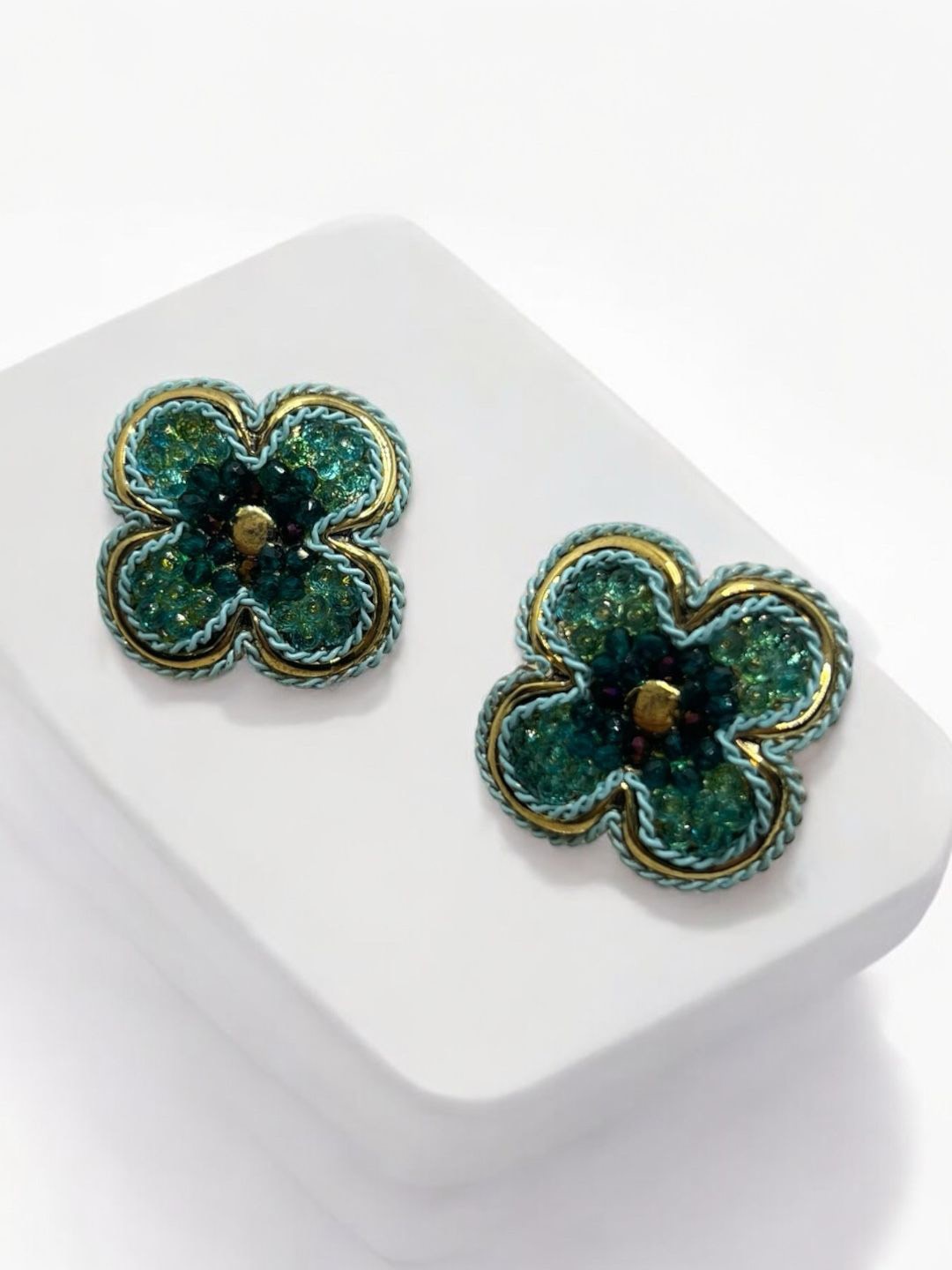 

XAGO Floral Studs Earrings, Green