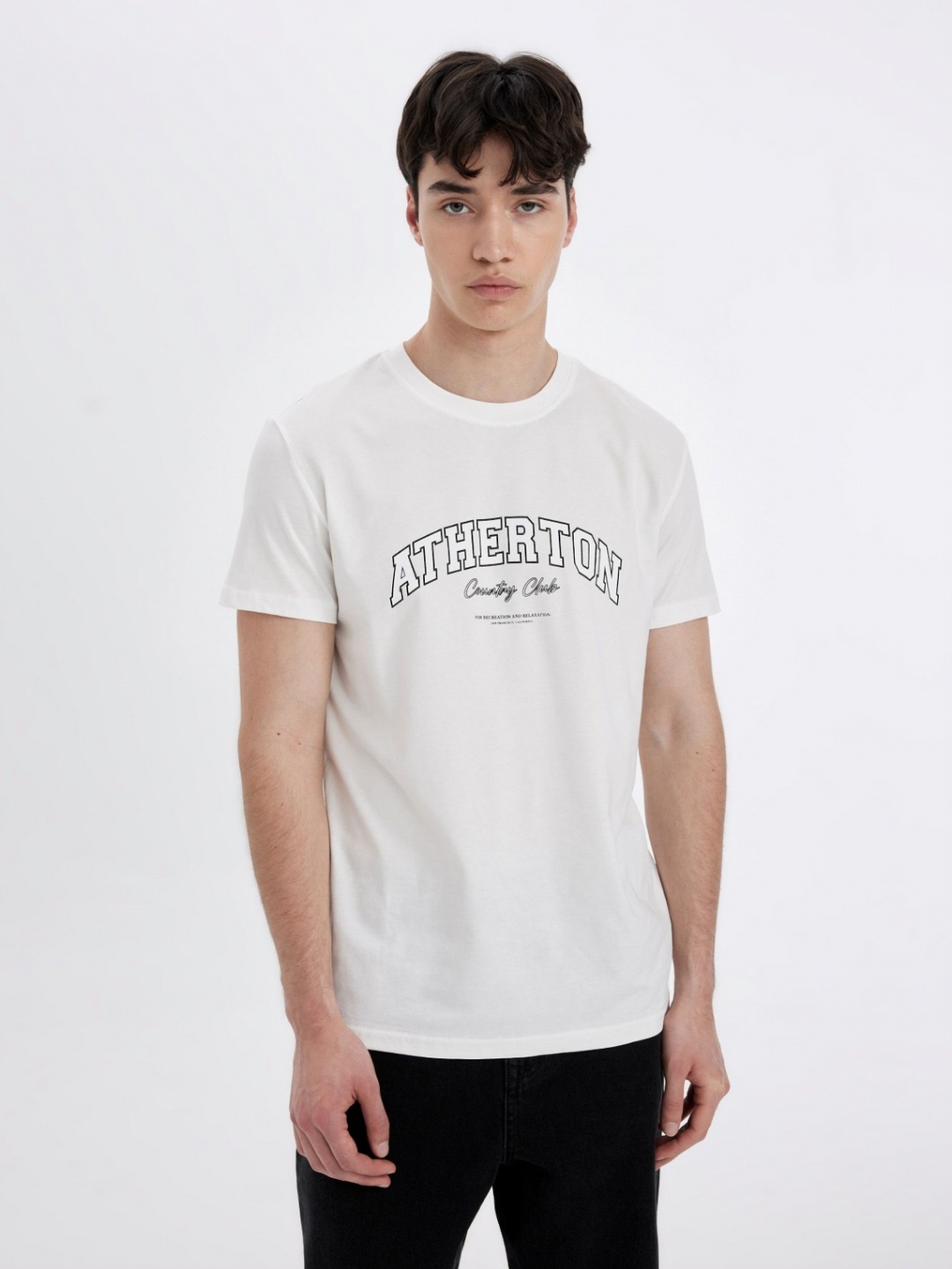 

DeFacto Men Printed Round Neck Cotton T-Shirt, White