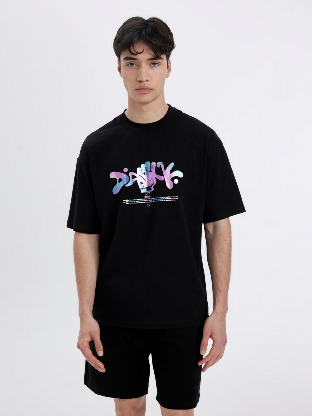 

DeFacto Girls Graphic Printed Round Neck Cotton T-Shirt, Black