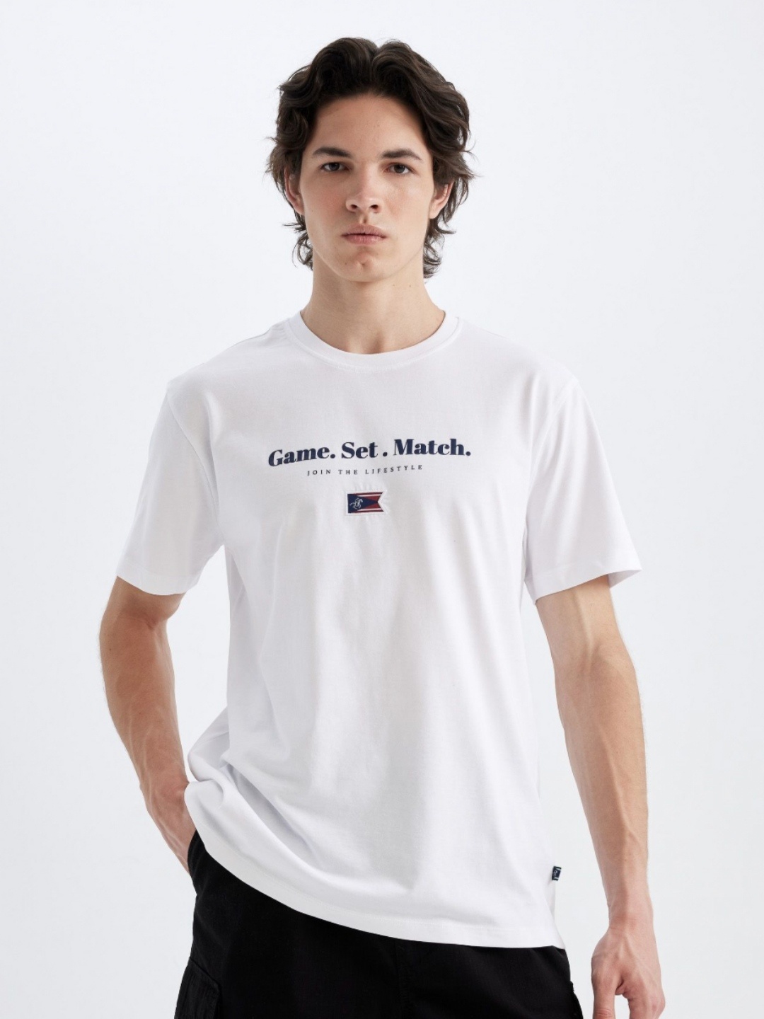 

DeFacto Men Printed Round Neck Cotton T-Shirt, White