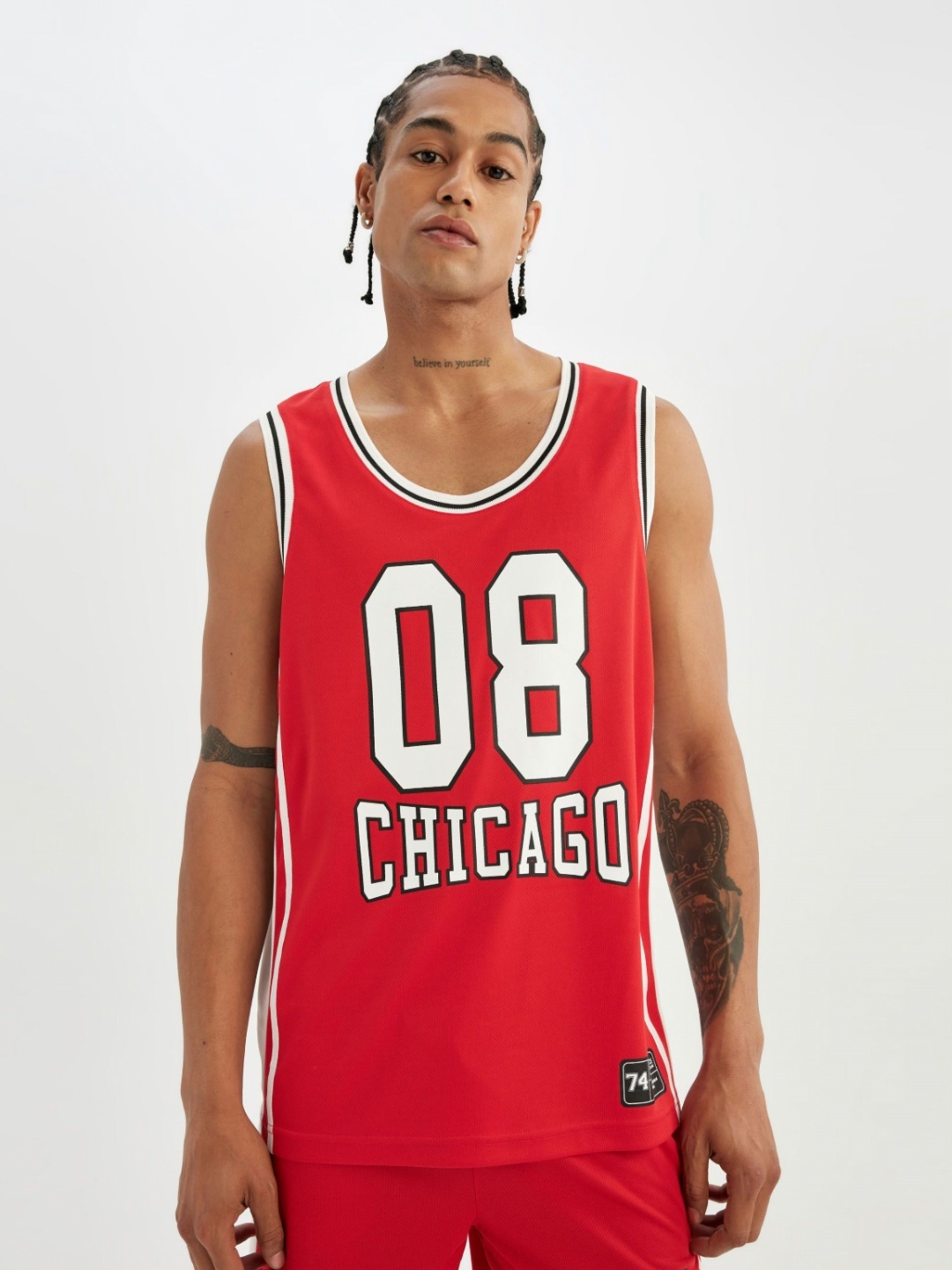 

DeFacto Men Typography Graphic Printed Round Neck Polyester T-Shirt, Red
