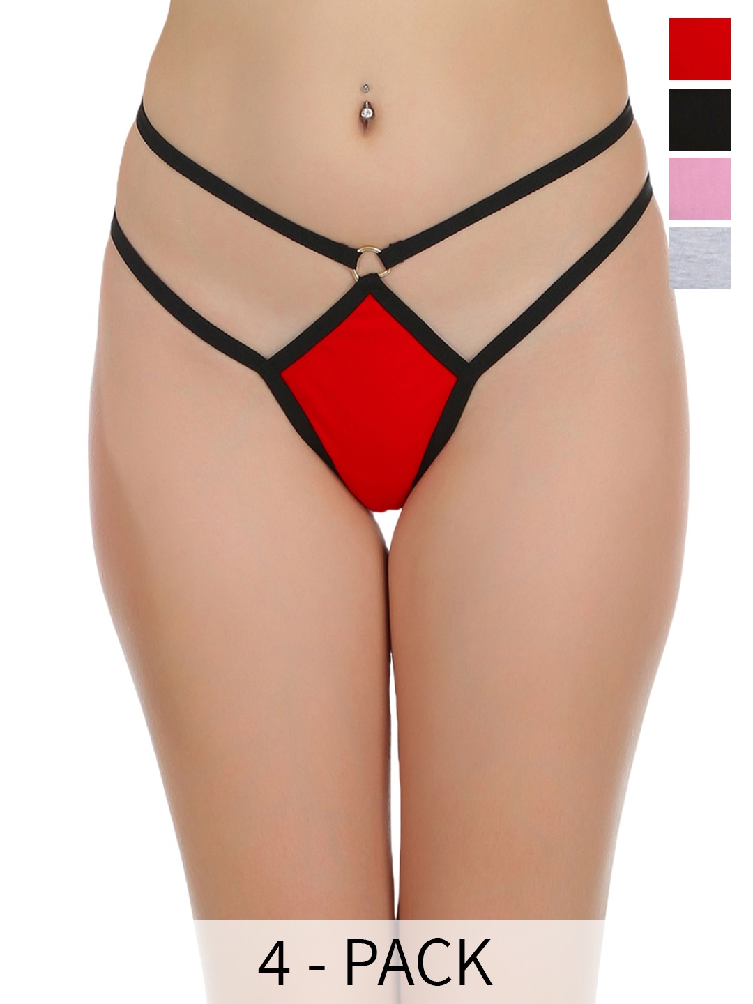 

SELFCARE Women 4 Pcs Low Rise Thong Briefs SN2934, Grey