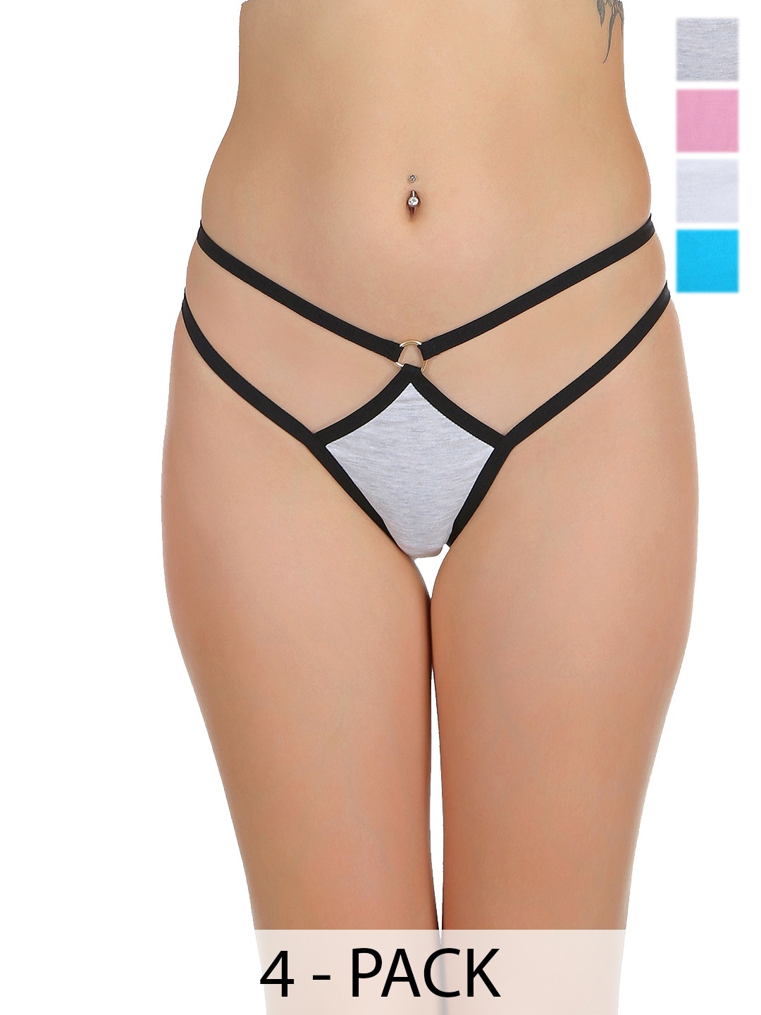 

SELFCARE Pack Of 4 Thong Briefs SN2925, Pink