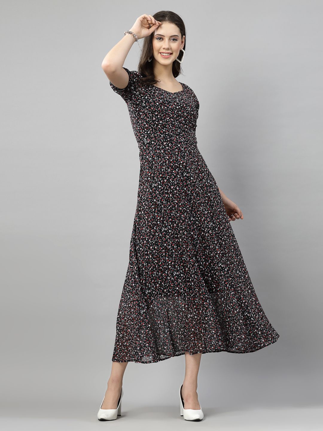 

aayu Floral Print Georgette Maternity Maxi Dress, Red