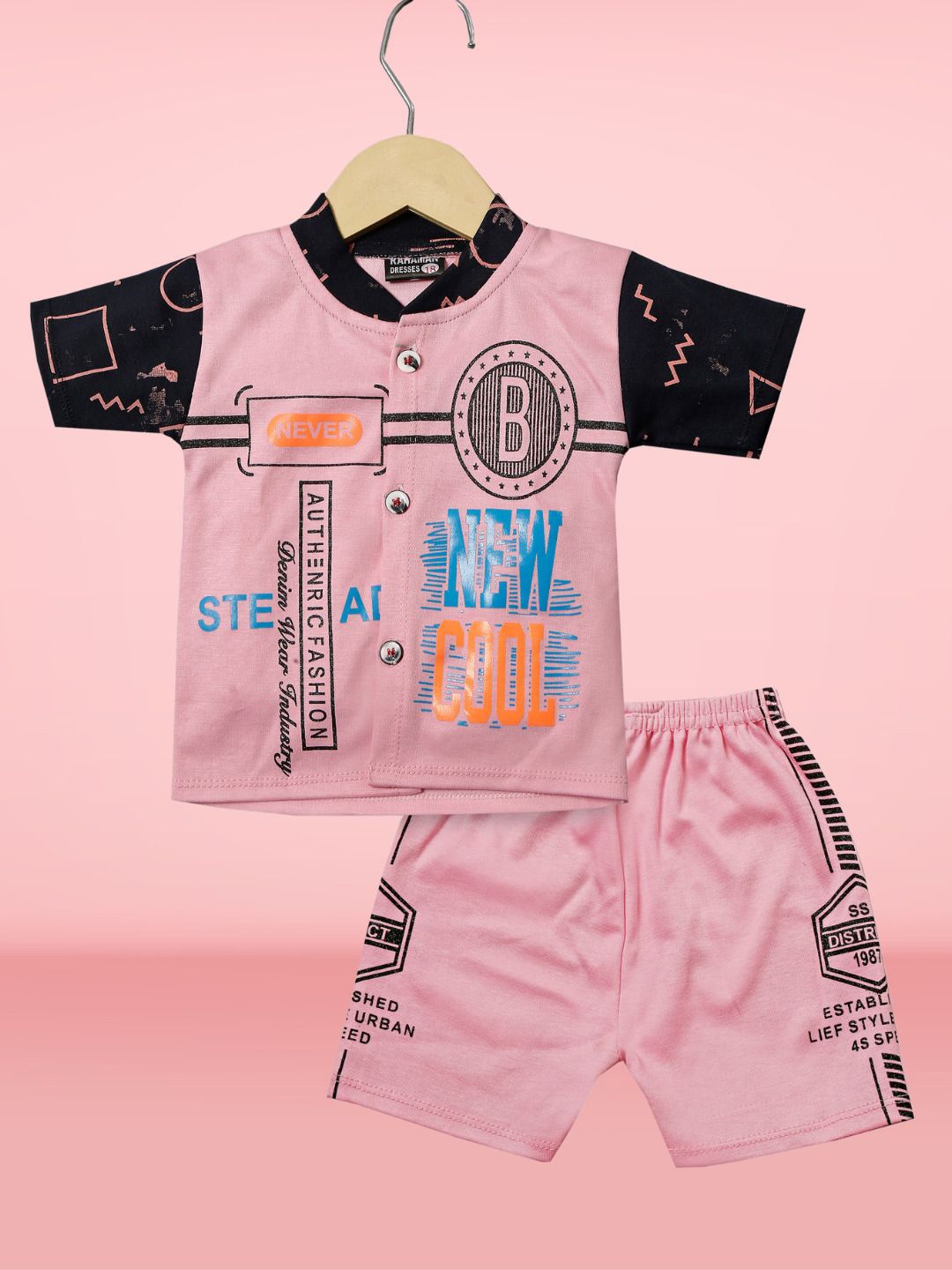 

BAESD Unisex Kids Printed T-shirt with Shorts, Pink