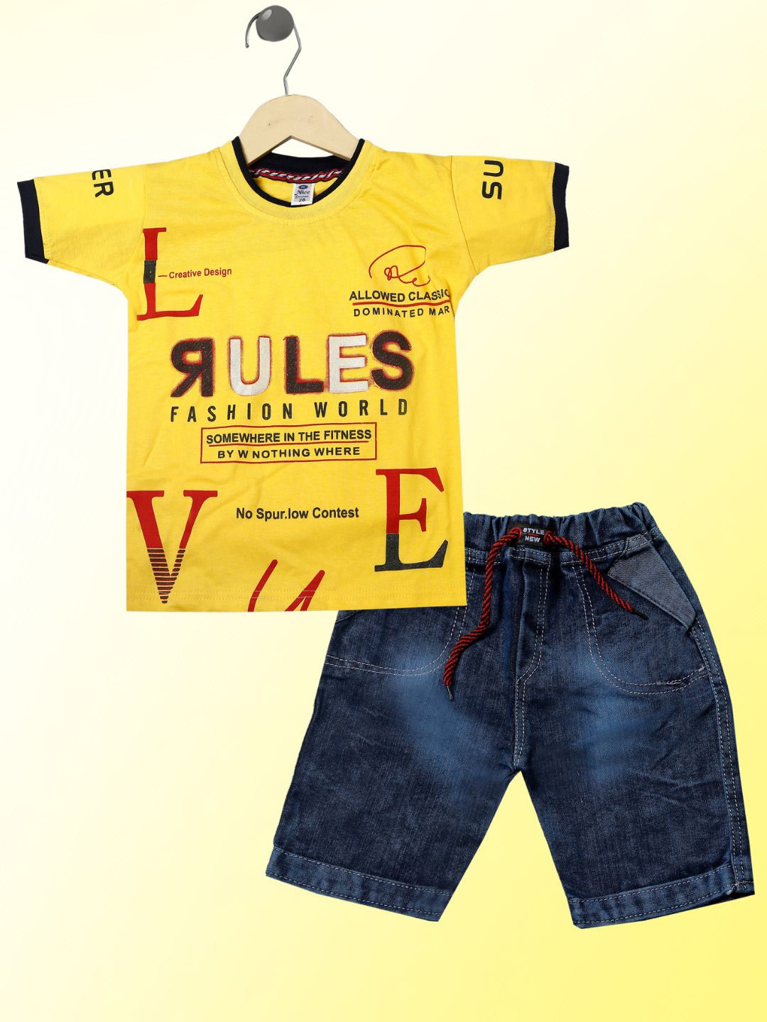 

BAESD Unisex Kids Printed Top with Shorts, Yellow