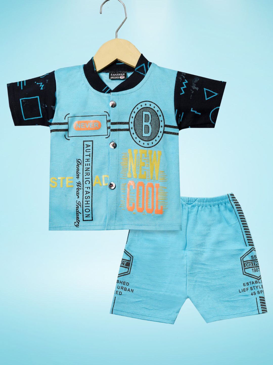 

BAESD Unisex Kids Printed T-shirt with Shorts, Blue