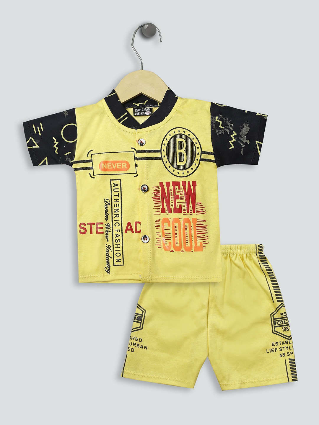 

BAESD Unisex Kids Printed Shirt with Shorts, Yellow