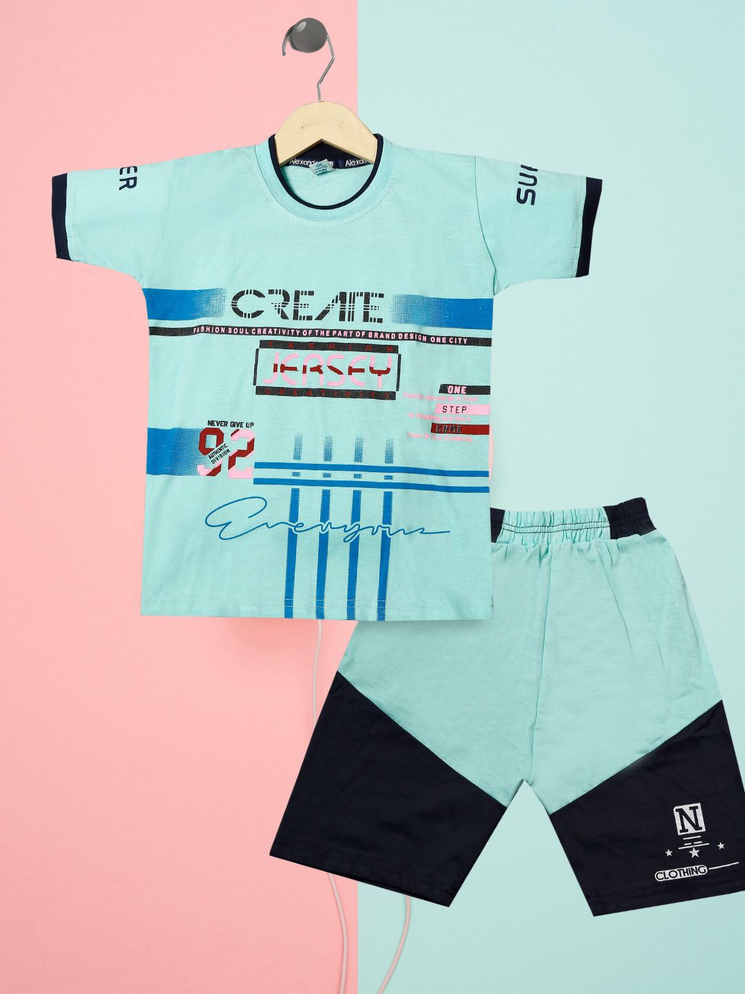 

BAESD Unisex Kids Printed Top with Shorts, Blue