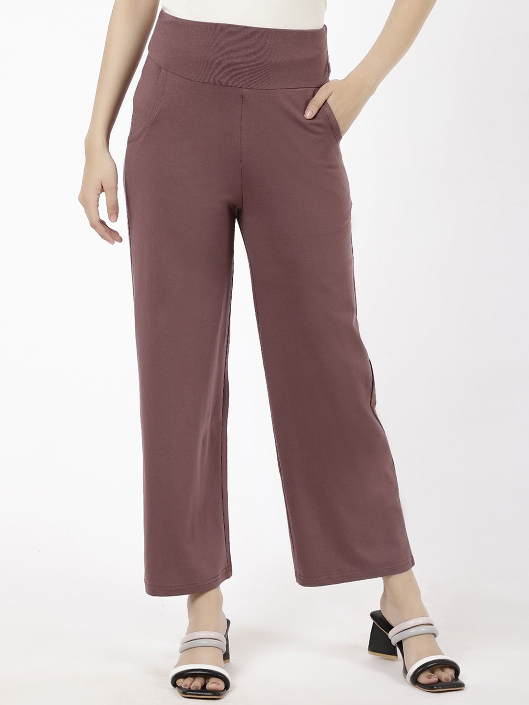 

SPIFFY Women Smart Loose Fit High-Rise Trouser, Mauve