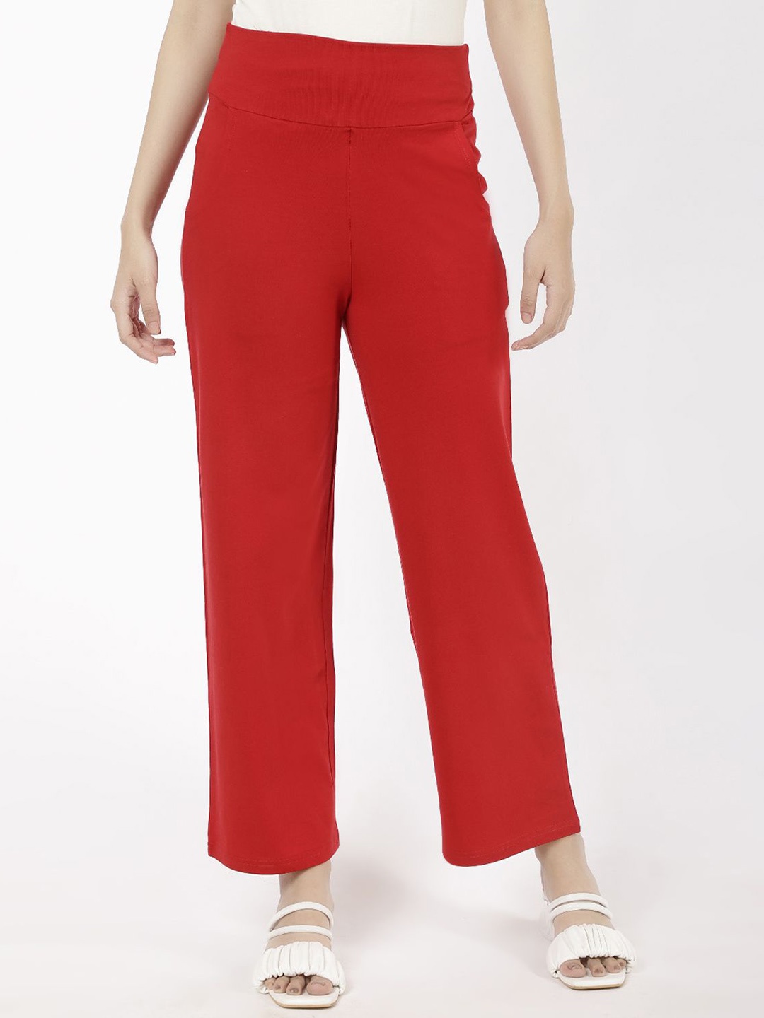 

SPIFFY Women Smart Loose Fit High-Rise Trouser, Red