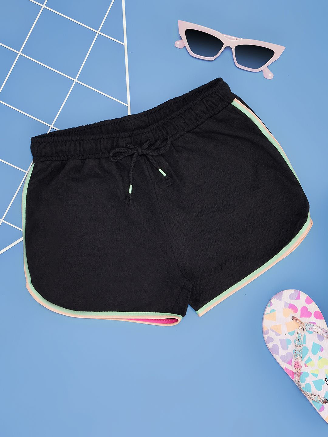 

Pantaloons Junior Girls Mid-Rise Shorts, Black