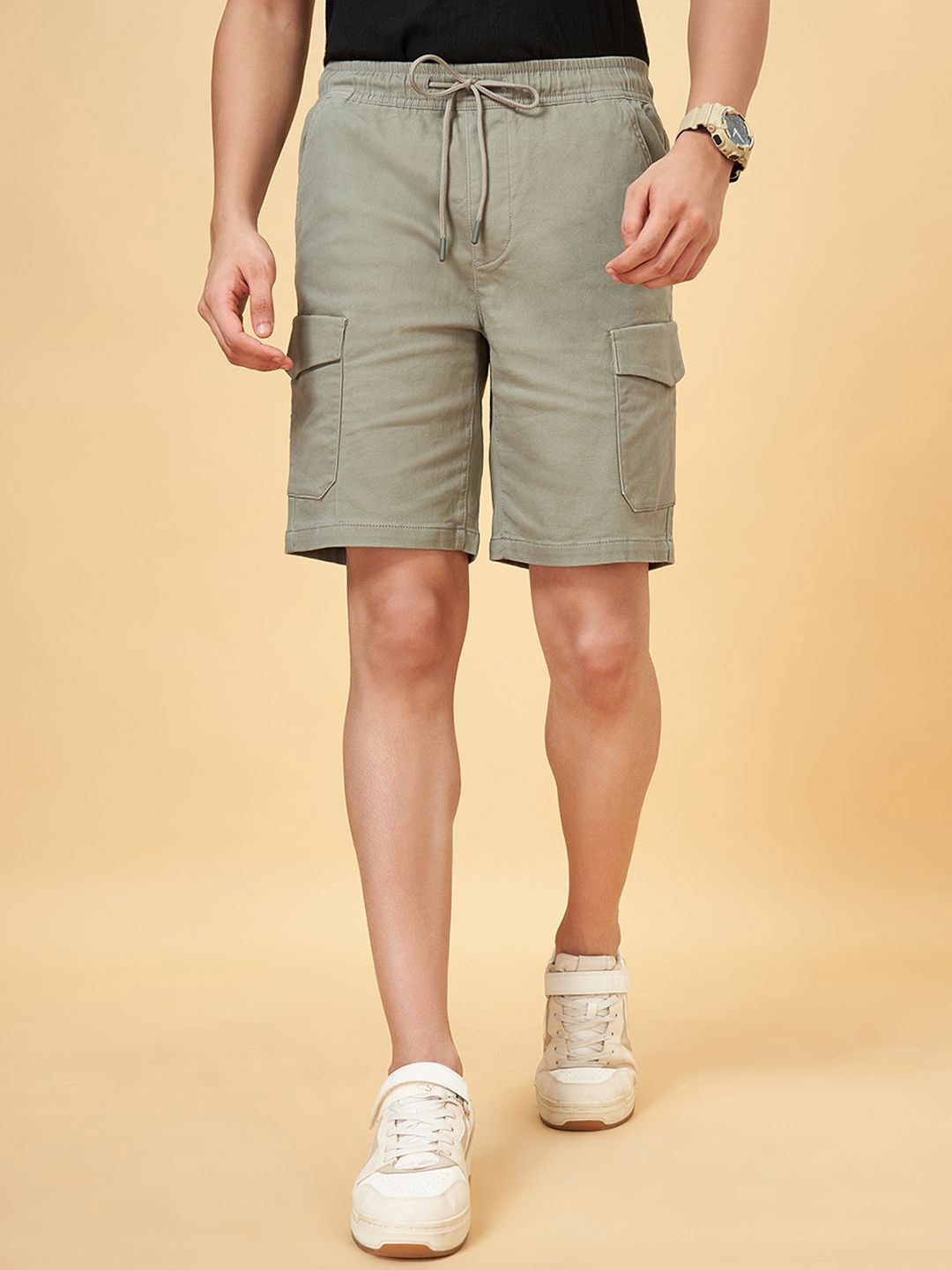 

People Men Mid Rise Cargo Shorts, Olive