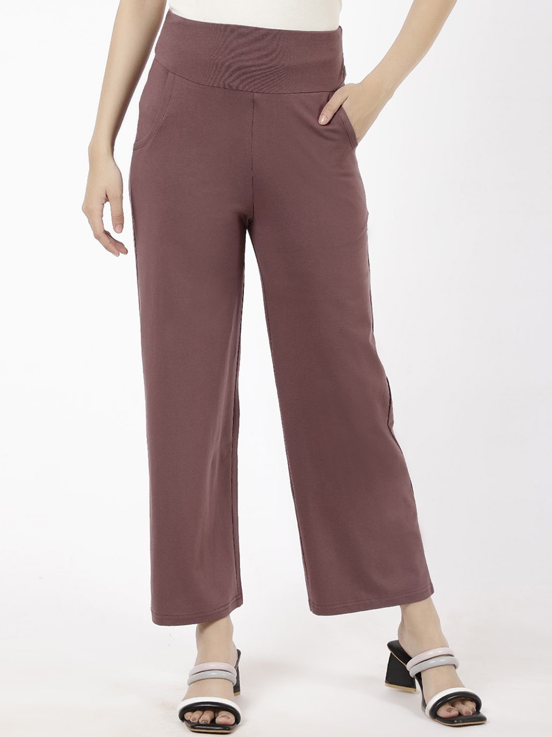 

SPIFFY Women Smart Loose Fit High-Rise Trouser, Mauve