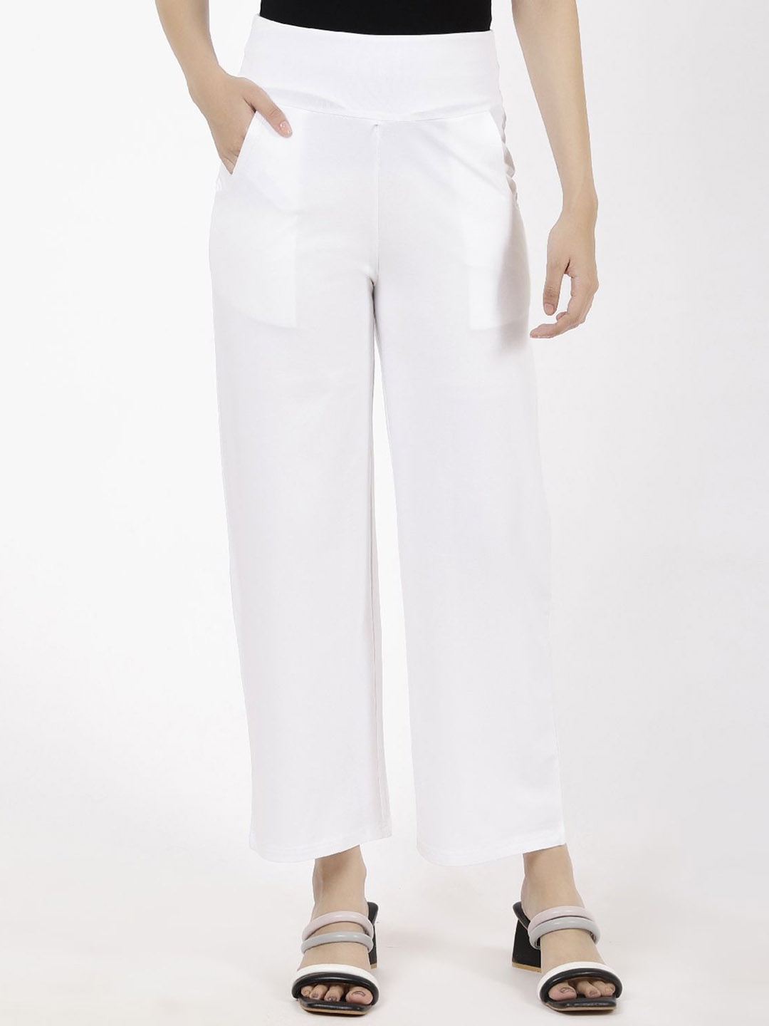 

SPIFFY Women Smart Loose Fit High-Rise Trouser, White