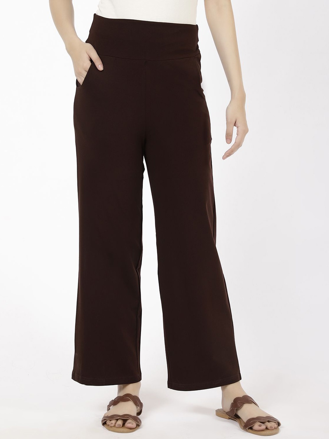 

SPIFFY Women Smart Loose Fit High-Rise Trouser, Brown