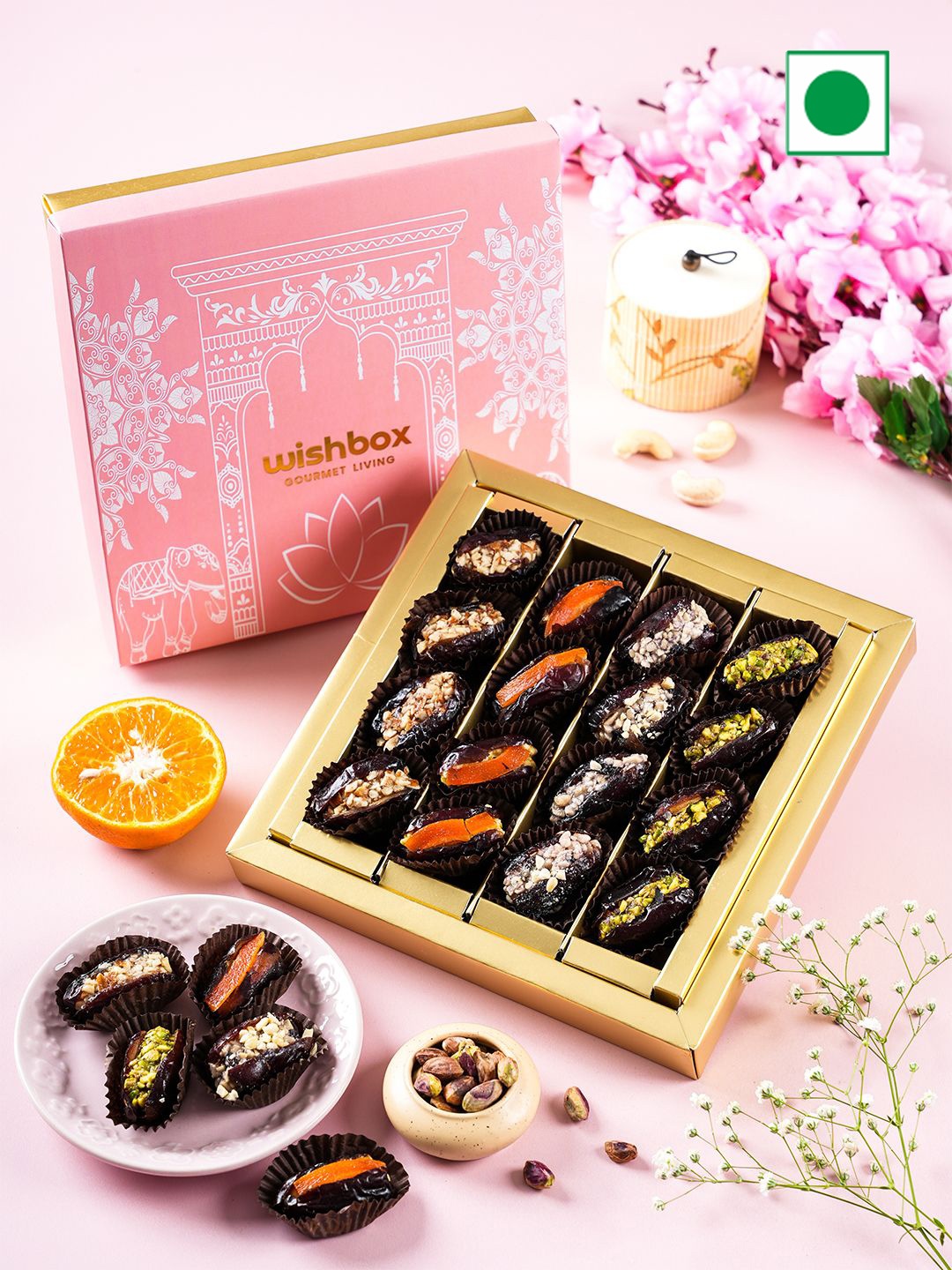 

Wishbox Stuffed Date with Dried Fruits Box- 500 gms, Brown