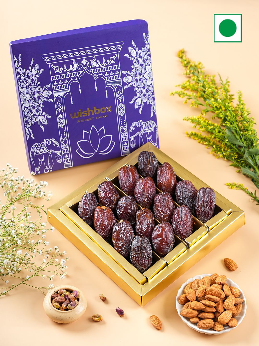 

Wishbox Premium Gourmet Medjoul Dates Box- 500 gms, Brown