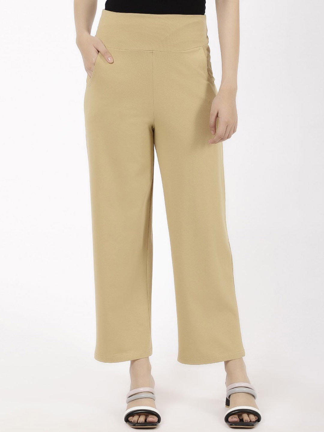 

SPIFFY Women Smart Loose Fit High-Rise Trouser, Beige