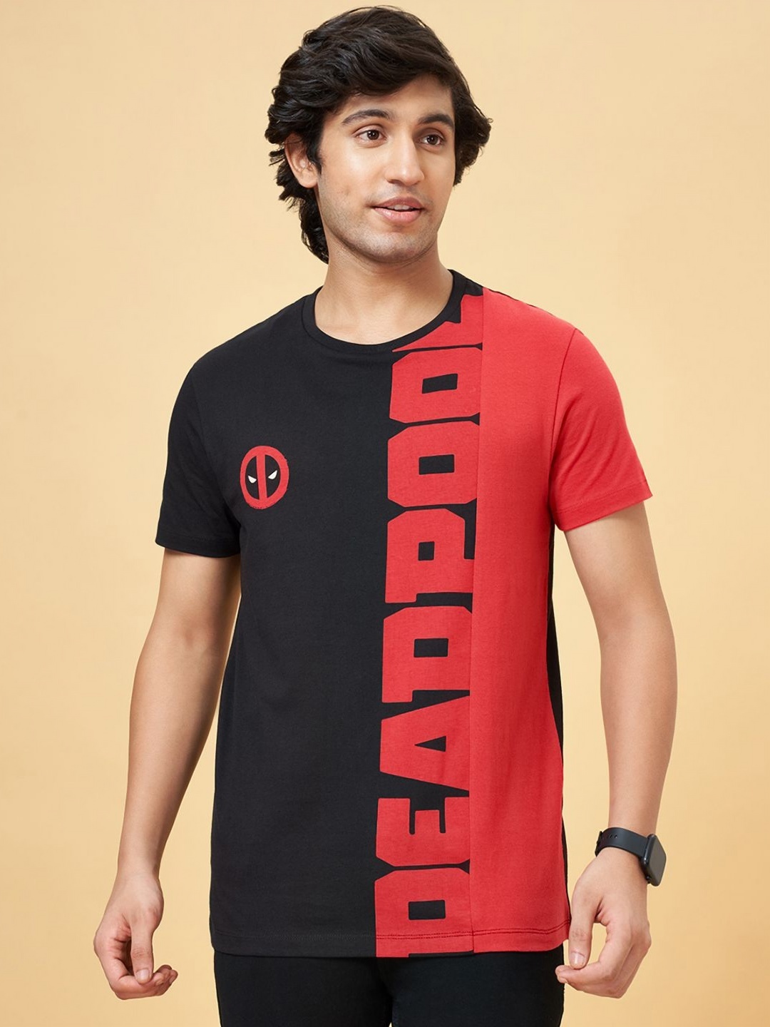 

SF JEANS by Pantaloons Men Printed Round Neck Cotton Slim Fit Tshirt, Black