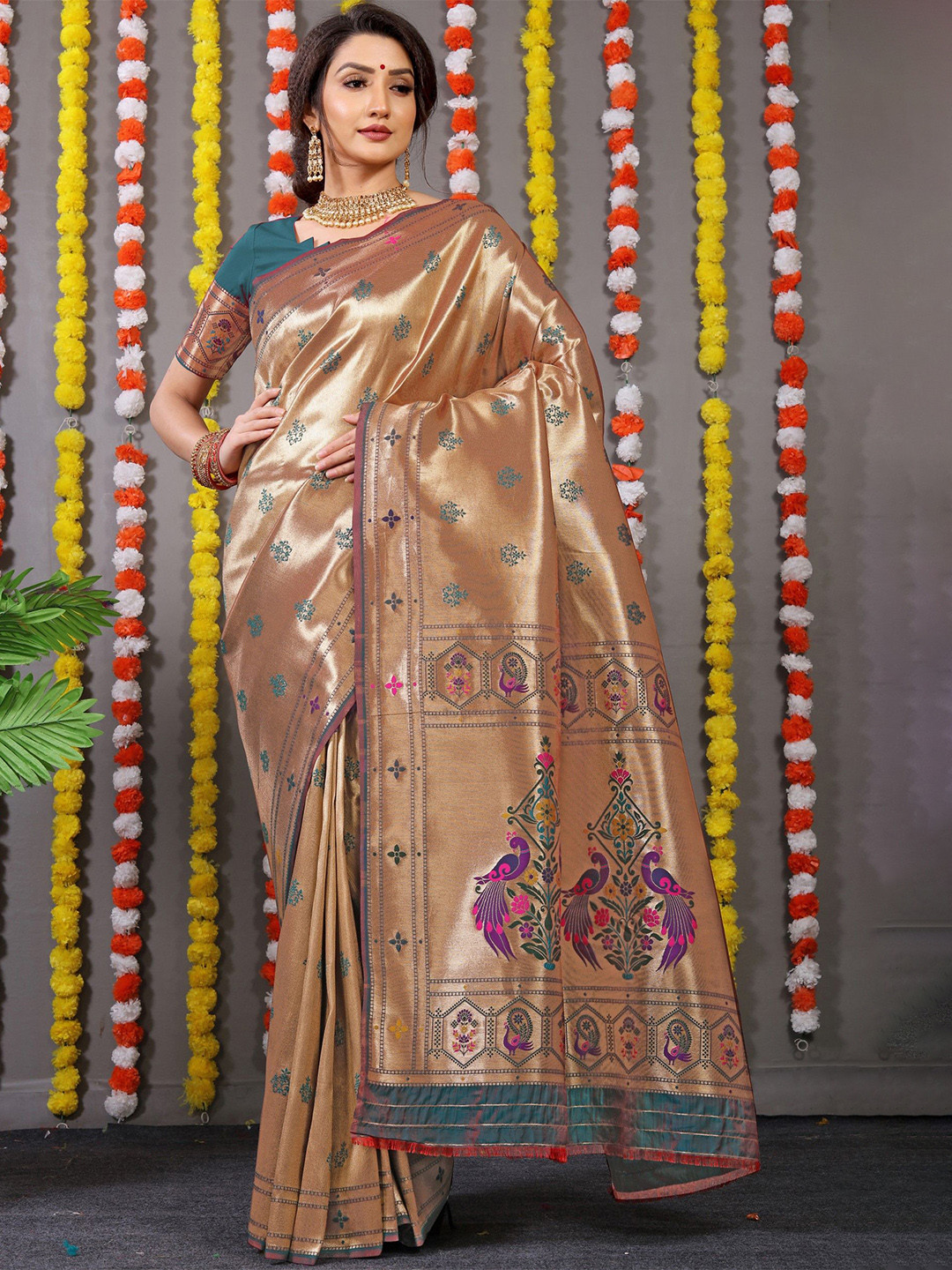 

LeeliPeeri Designer Ethnic Motifs Woven Design Zari Saree, Blue