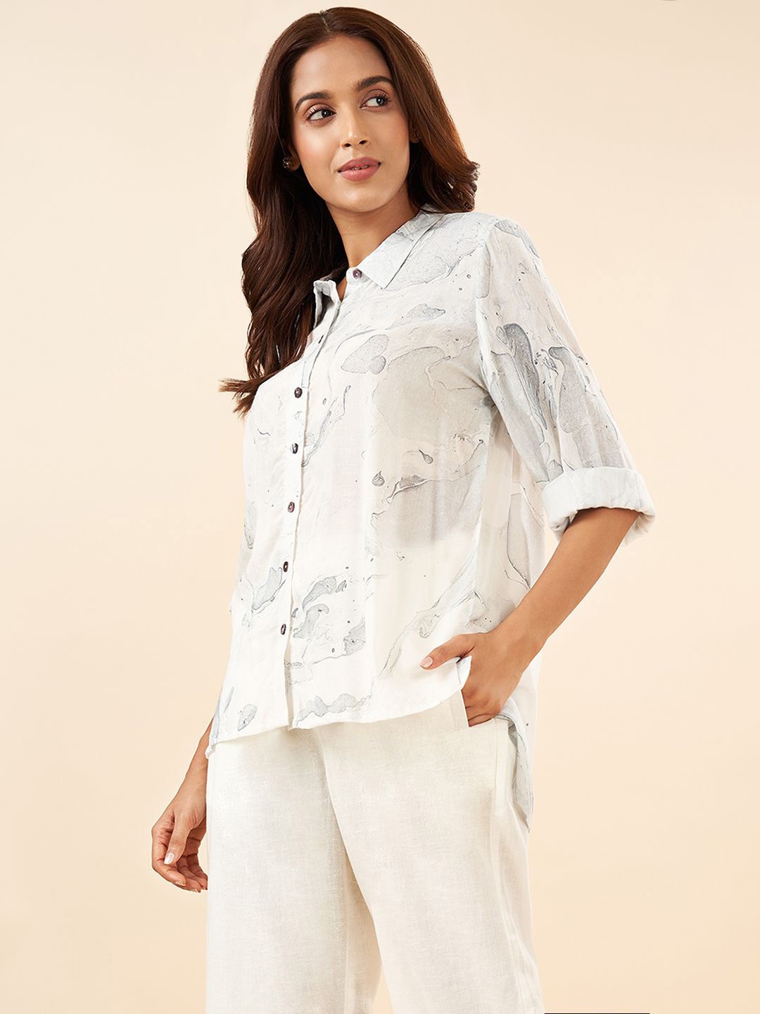 

AKKRITI BY PANTALOONS Women Printed Shirts, White