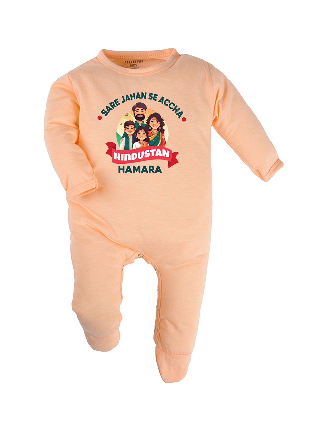 

FFLIRTYGO Infants Printed Cotton Rompers, Peach