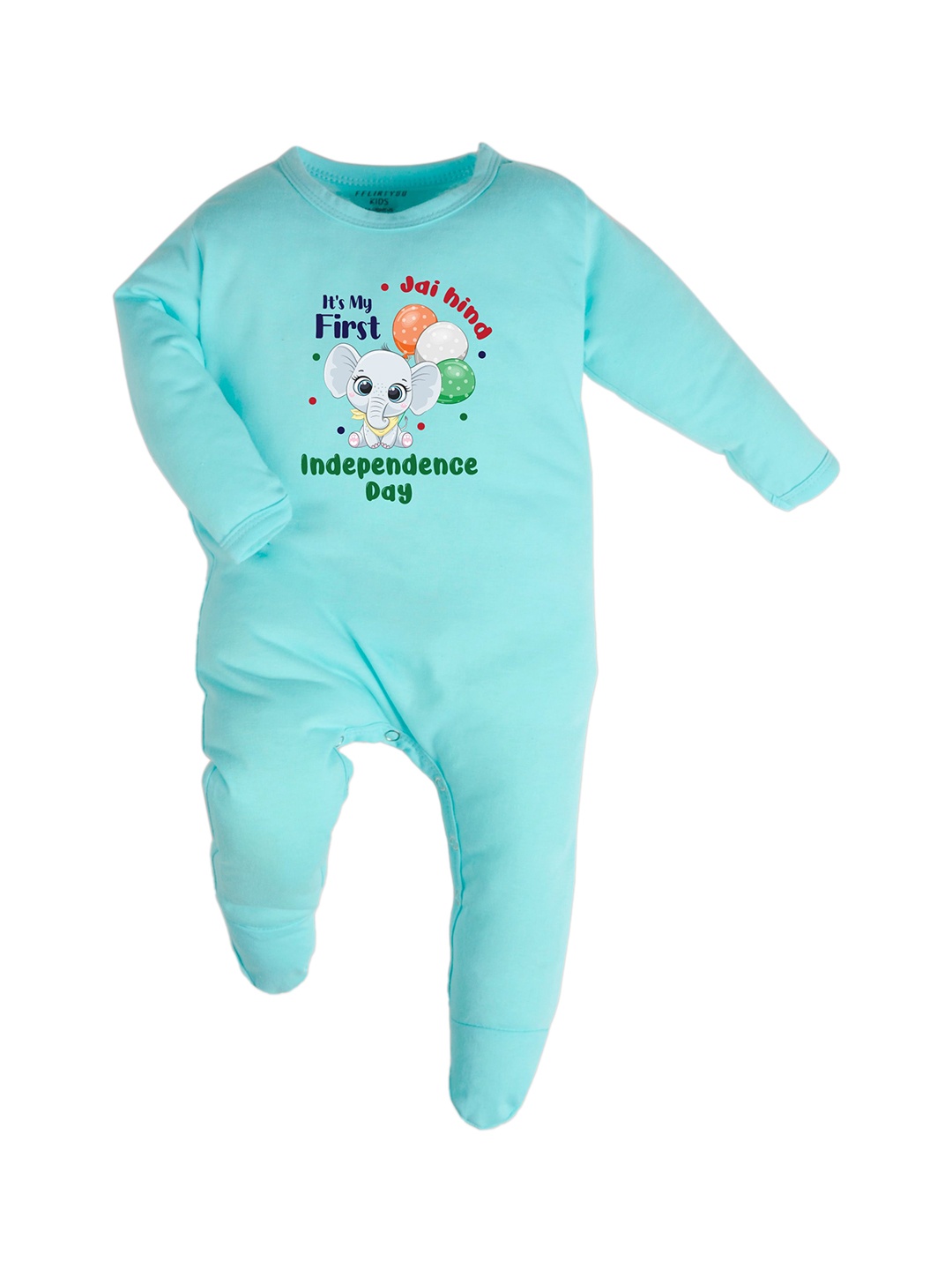 

FFLIRTYGO Infants Printed Cotton Rompers, Turquoise blue