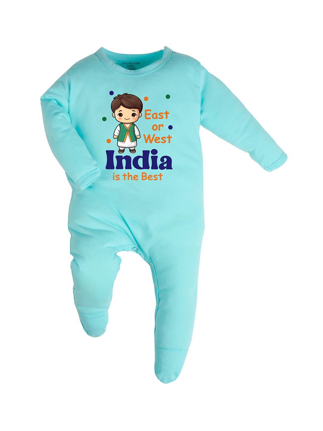 

FFLIRTYGO Infants Printed Cotton Rompers, Turquoise blue