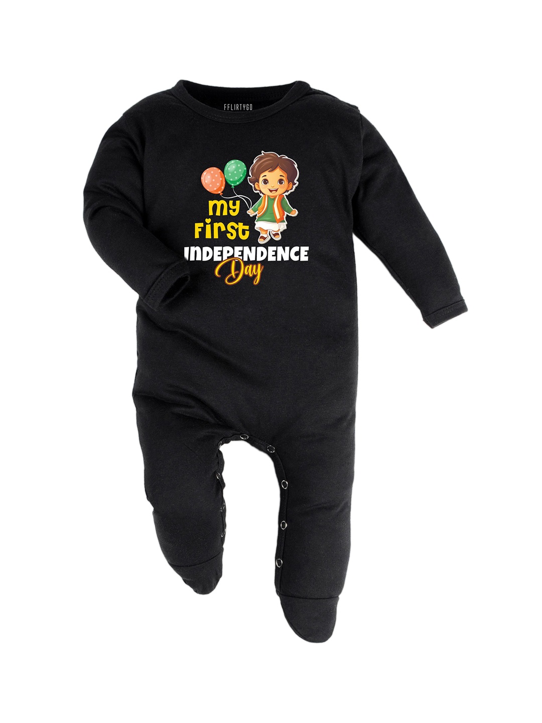 

FFLIRTYGO Infants Printed Cotton Rompers, Black