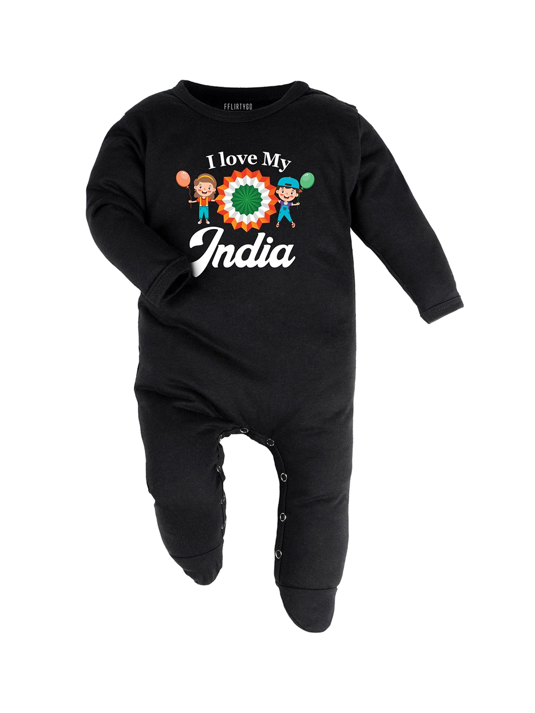 

FFLIRTYGO Infants Printed Cotton Rompers, Black